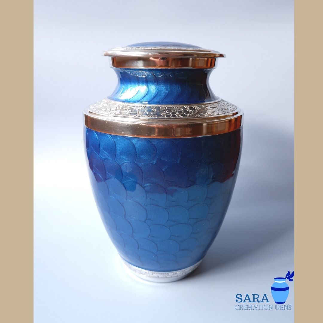 [saraurnsph] Serene Soul Aluminum Urn Cremation Urn Jar Blue Urn Metal
