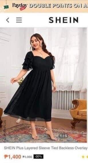 Shein plus size black semi maxi dress, Women's Fashion, Dresses
