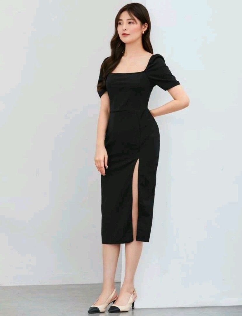 SHEIN Square Neck Split Thigh Bodycon Dress (Category: Dresses) located in Davao. Submitted by rozenzalde (Listing ID 1200554914, Image 1). Description: Used during graduation only.