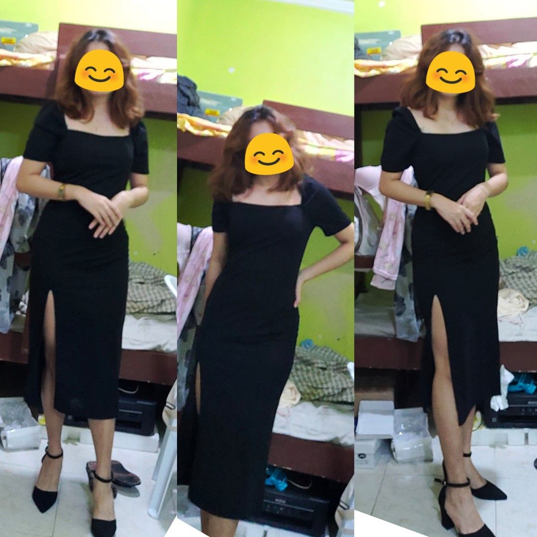 SHEIN Square Neck Split Thigh Bodycon Dress (Category: Dresses) located in Davao. Submitted by rozenzalde (Listing ID 1200554914, Image 3). Description: Used during graduation only.