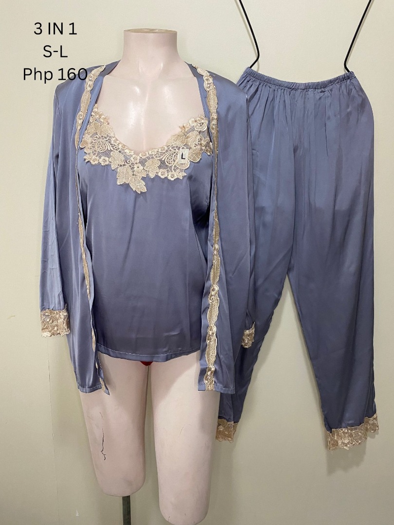 SILK PANTULOG ROBE SET, Women's Fashion, Undergarments & Loungewear on ...