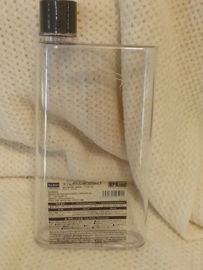Slim plastic bottle. 350 ml. Daiso japan, Furniture & Home Living, Kitchenware & Tableware