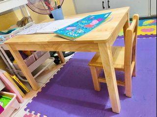 STUDY TABLE SOLID WOOD WITH CHAIR SET FOR TODDLER AND KIDS (DELIVER UNASSEMBLED)