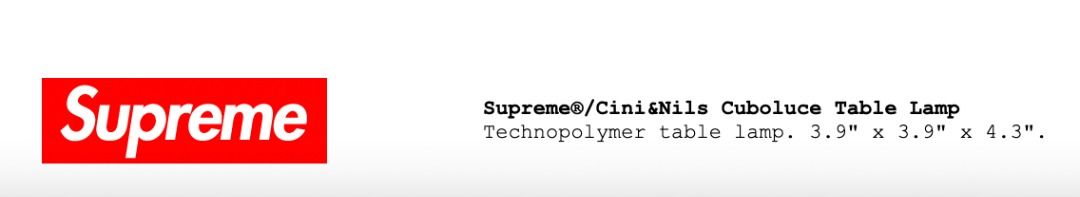 SUPREME CINI & NILS CUBOLUCE TABLE LAMP (2021SS), 男裝, 手錶及配件