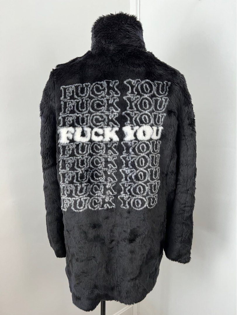 Supreme x Hysteric Glamour Fuck You Faux Fur Coat, 男裝, 外套及