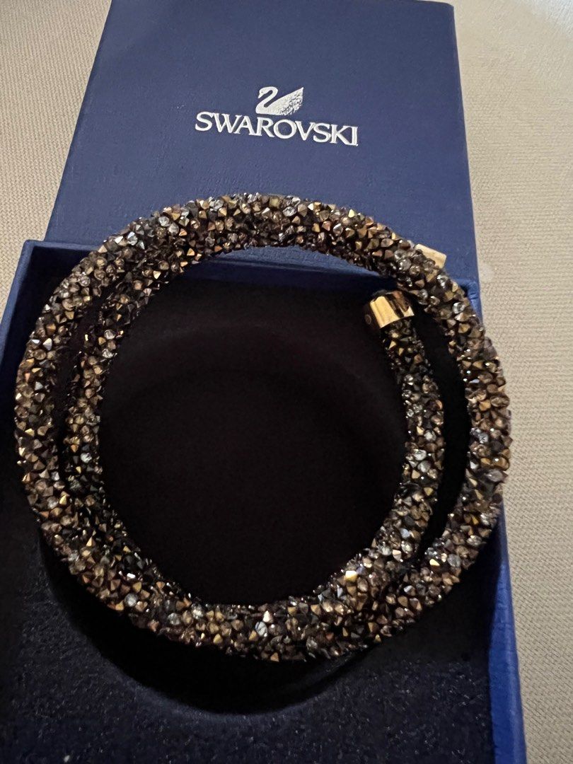 Cuff Bangle Swarovski Crystaldust Double Bangle Black Swarovski