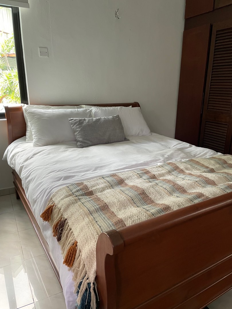 Teak Slay Bed & Mattress, Furniture & Home Living, Furniture, Bed