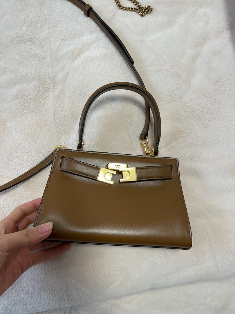 Tory burch brown double lee cowhide leather crossbody mini small bag,  Luxury, Bags & Wallets on Carousell
