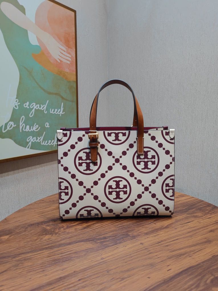 Tory Burch T monogram contrast embossed tote bag handbag shoulderbag ...