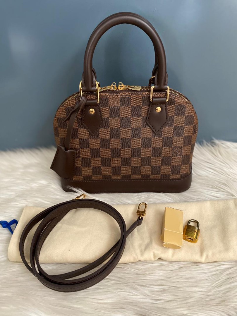 LV Louis Vuitton Alma PM Handbag Damiere Ebene Brown Canvas Bag - VGC