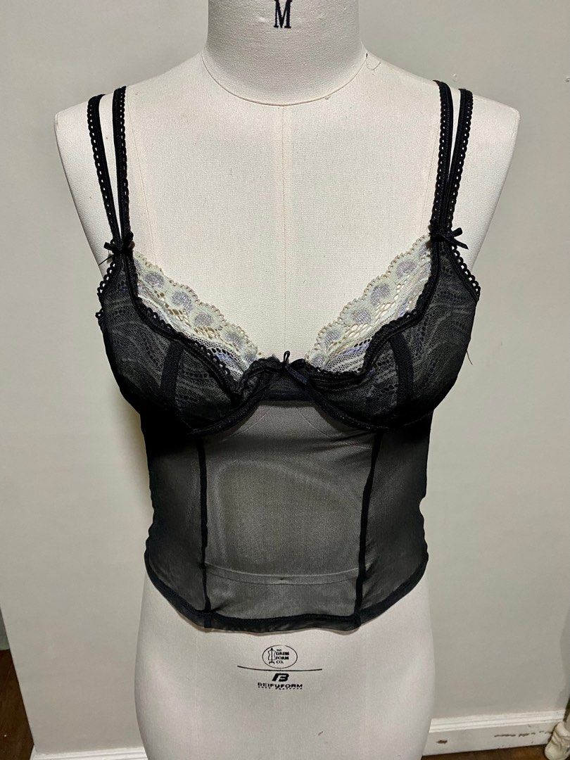 2000s Brown Silk Bustier Top (M)