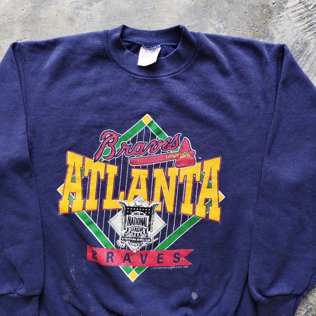 Vintage Atlanta Braves Sweatshirt Baseball MLB Heavy Embrodered+Extra  Detailing