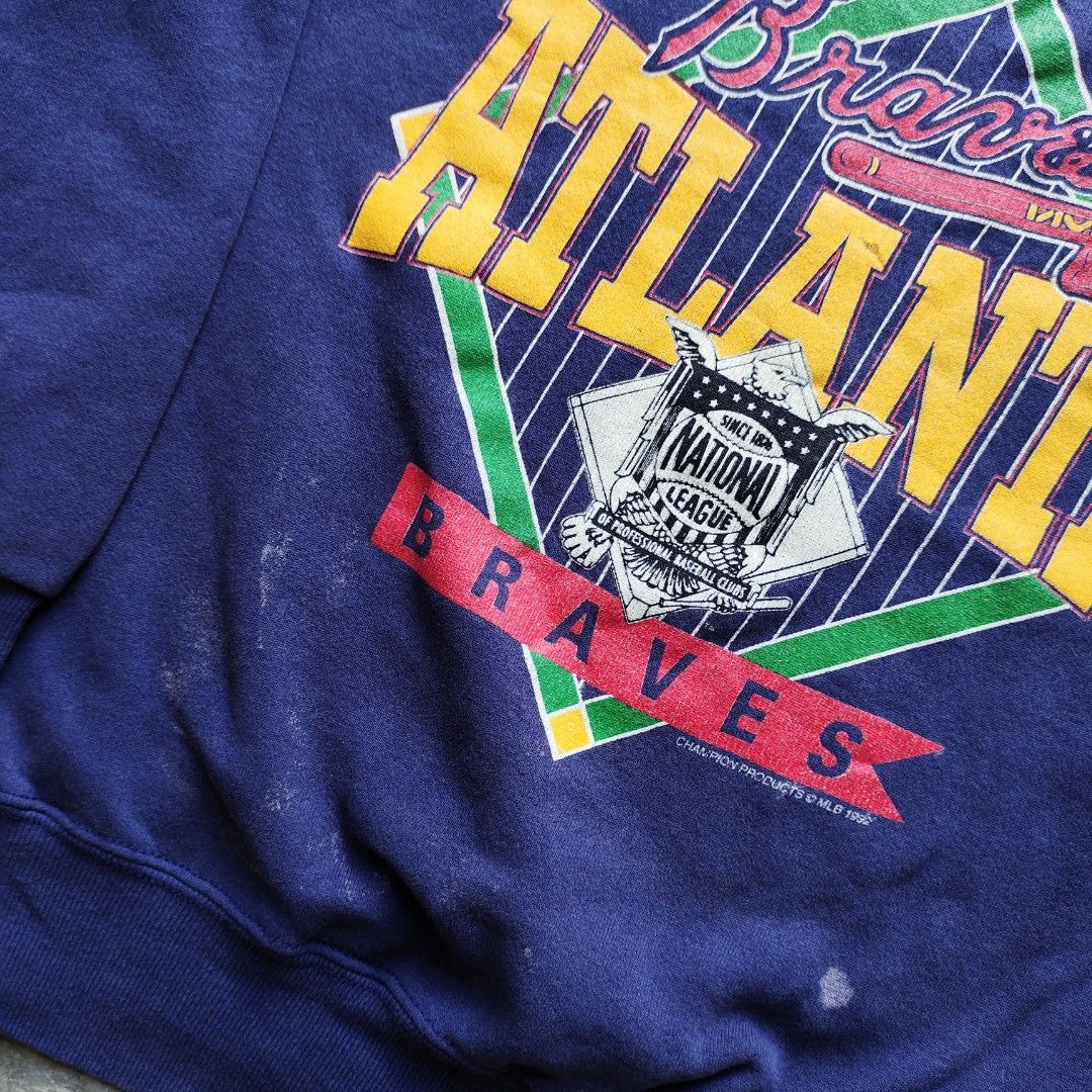 Vintage Atlanta Braves Sweatshirt Baseball MLB Heavy Embrodered+Extra  Detailing