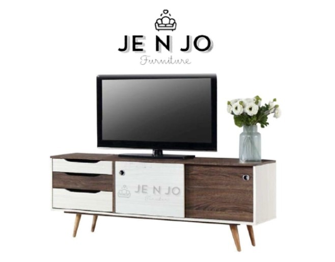 Walnut-White TV Stand TV Rack perfect for 55