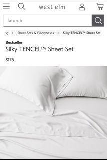 West Elm Brushed Silky TENCEL™ BedSheet  - White -Full Double