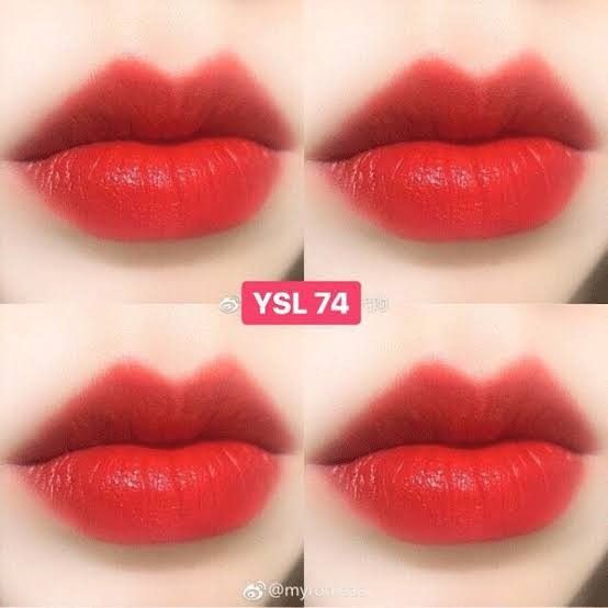 YSL Rouge Pur couture Lipstick 74 orange electro original Kesehatan Kecantikan Rias Wajah di Carousell