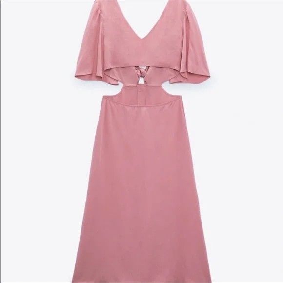ZARA pink cut out midi dress bnwt, Women's Fashion, Dresses & Sets