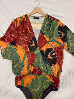 Zara Vintage Printed Wrapped Bodysuit