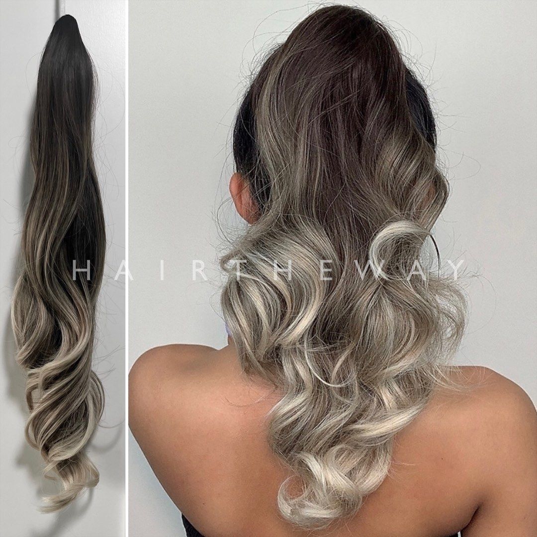 ZYLA | Natural Grey Blonde Balayage Clip On Ponytail Wavy Perm Hair Extension Wig, Women's Fashion, Watches & Accessories, Hair Accessories on Carousell ZYLA | Natural Grey Blonde Balayage Clip On Ponytail Wavy Perm Hair Extension Wig, Women's Fashion, Watches & Accessories, Hair Accessories on Carousell