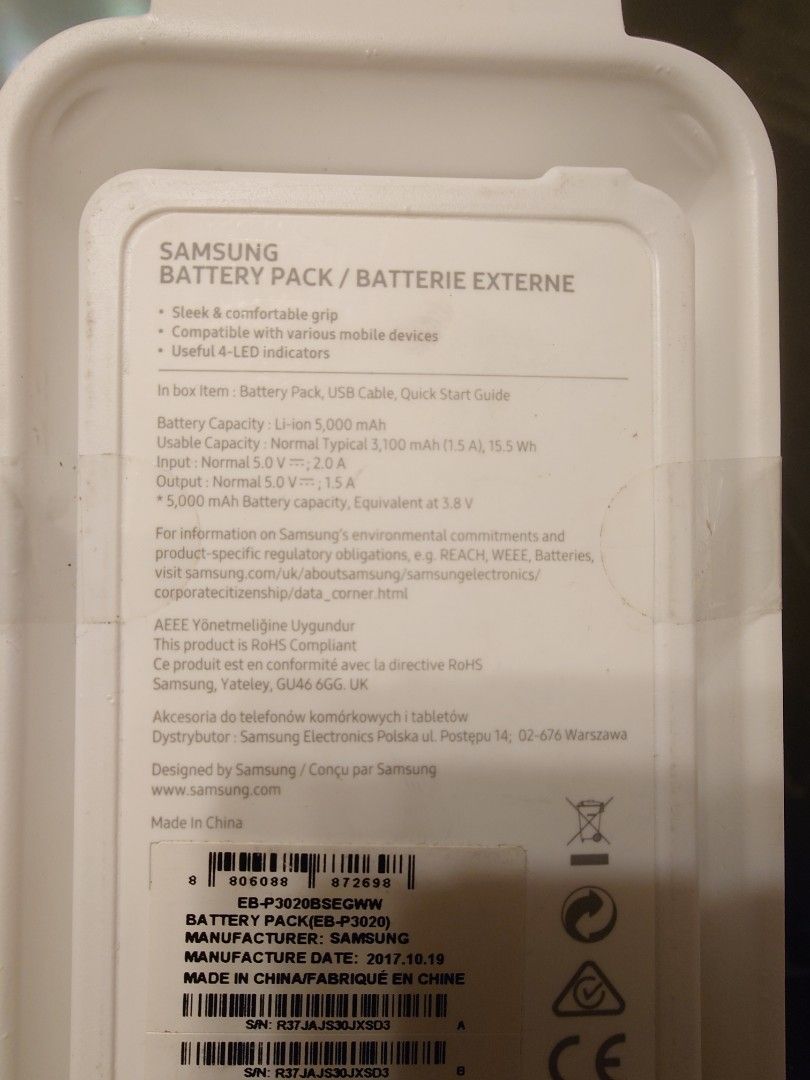 Batterie Externe 5 000 mAh, EB-P3020