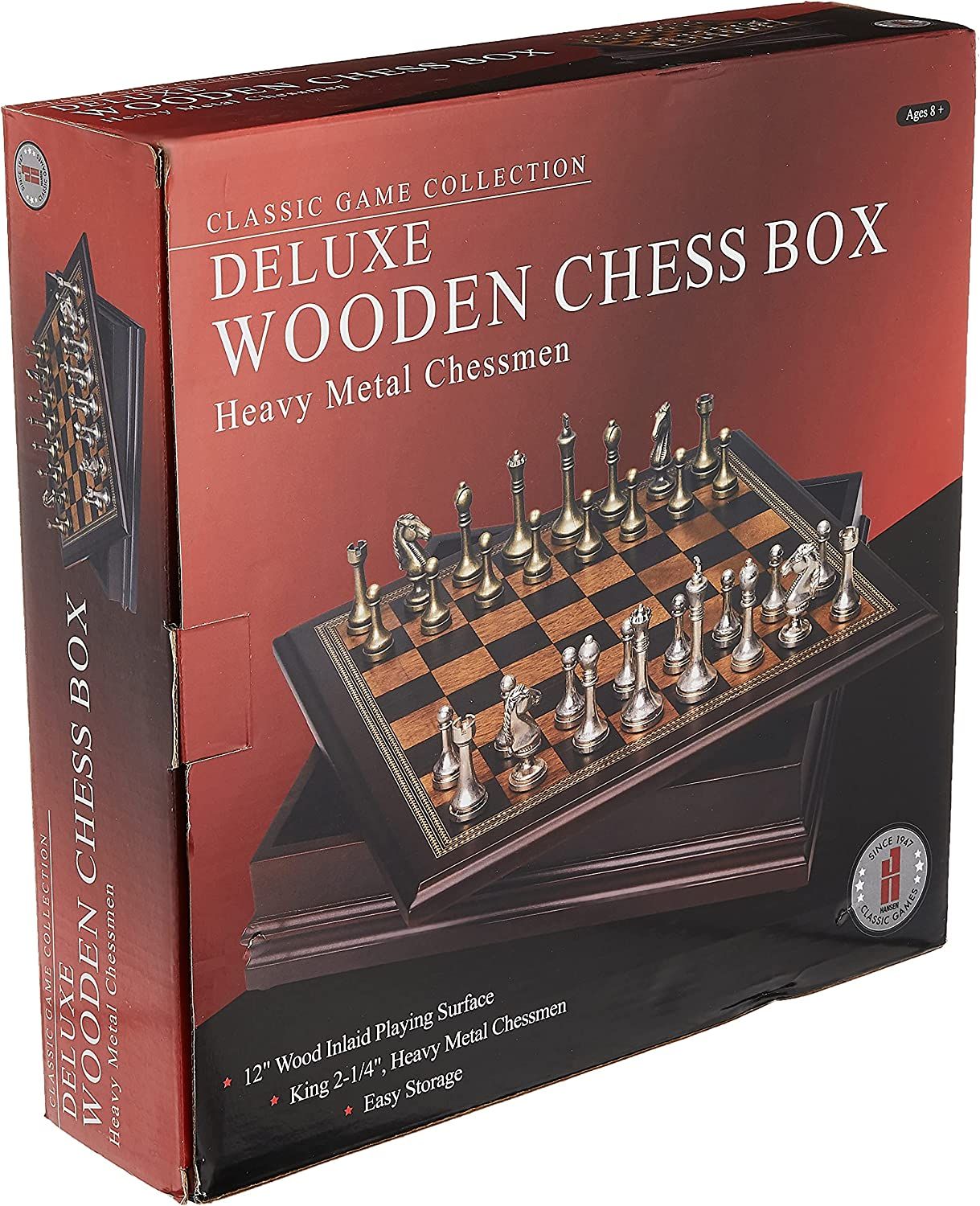 Metal Chess Set With Deluxe Wood Board and Storage - 2.5