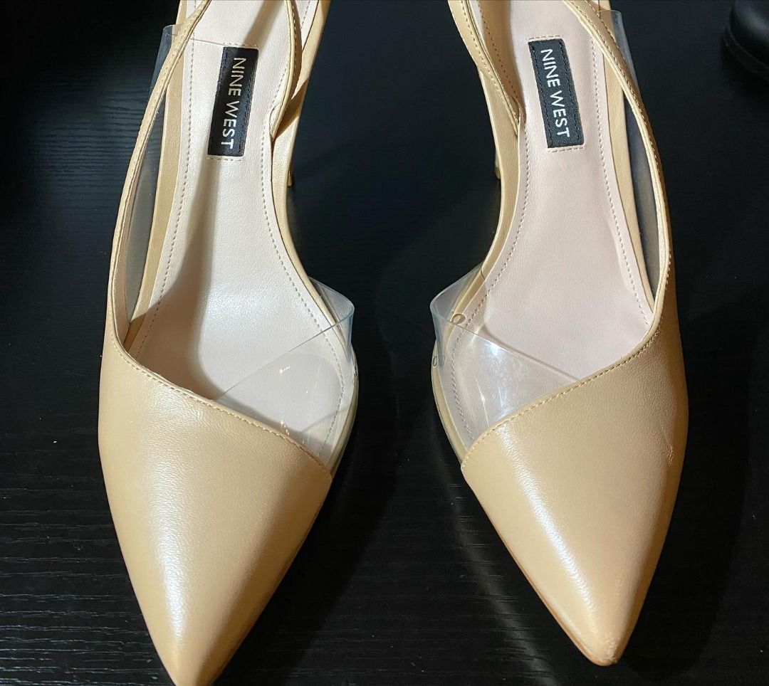 Nine west toffee vinyl slingback pumps clearance