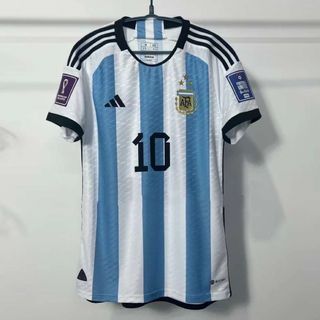 Adidas Argentina Nahuel Molina Three Star Home Jersey w/ World Cup Champion Patch 22/23 (White/Light Blue) Size XXL