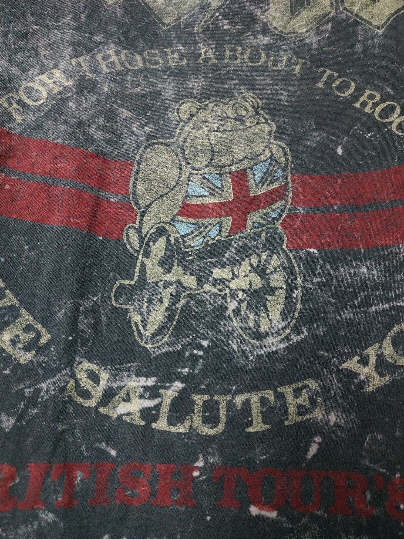 AC DC British tour '82 Acid Wash Grey tie dye, Men's Fashion, Tops ...