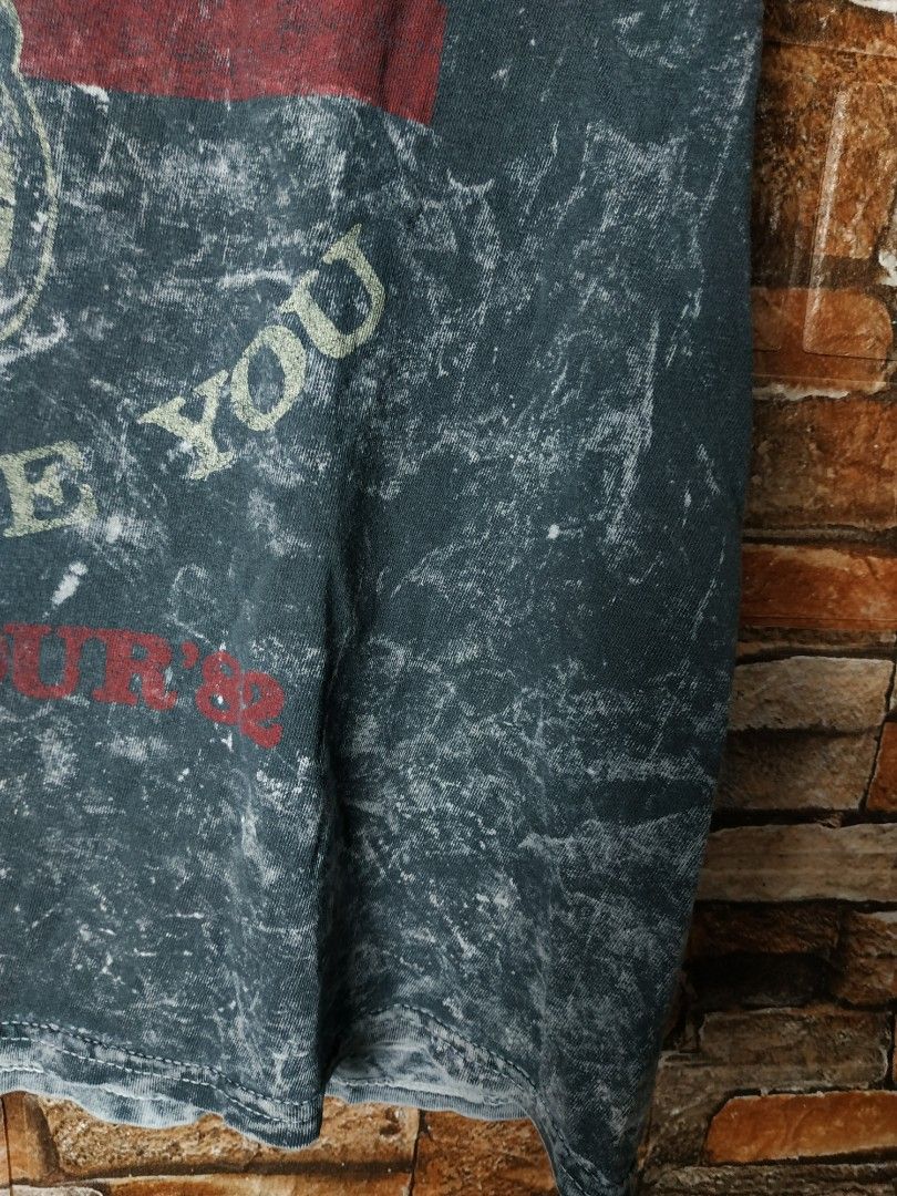 AC DC British tour '82 Acid Wash Grey tie dye, Men's Fashion, Tops ...