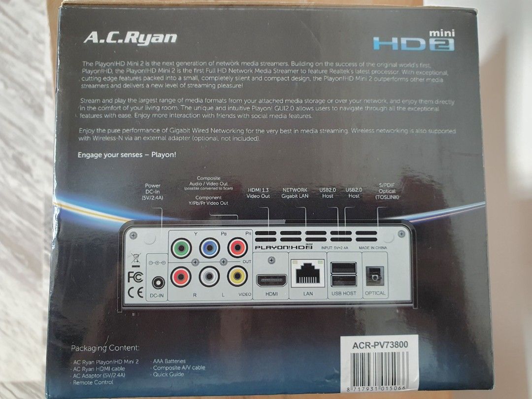 AC Ryan PlayOn HD2 mini, TV & Home Appliances, TV & Entertainment ...