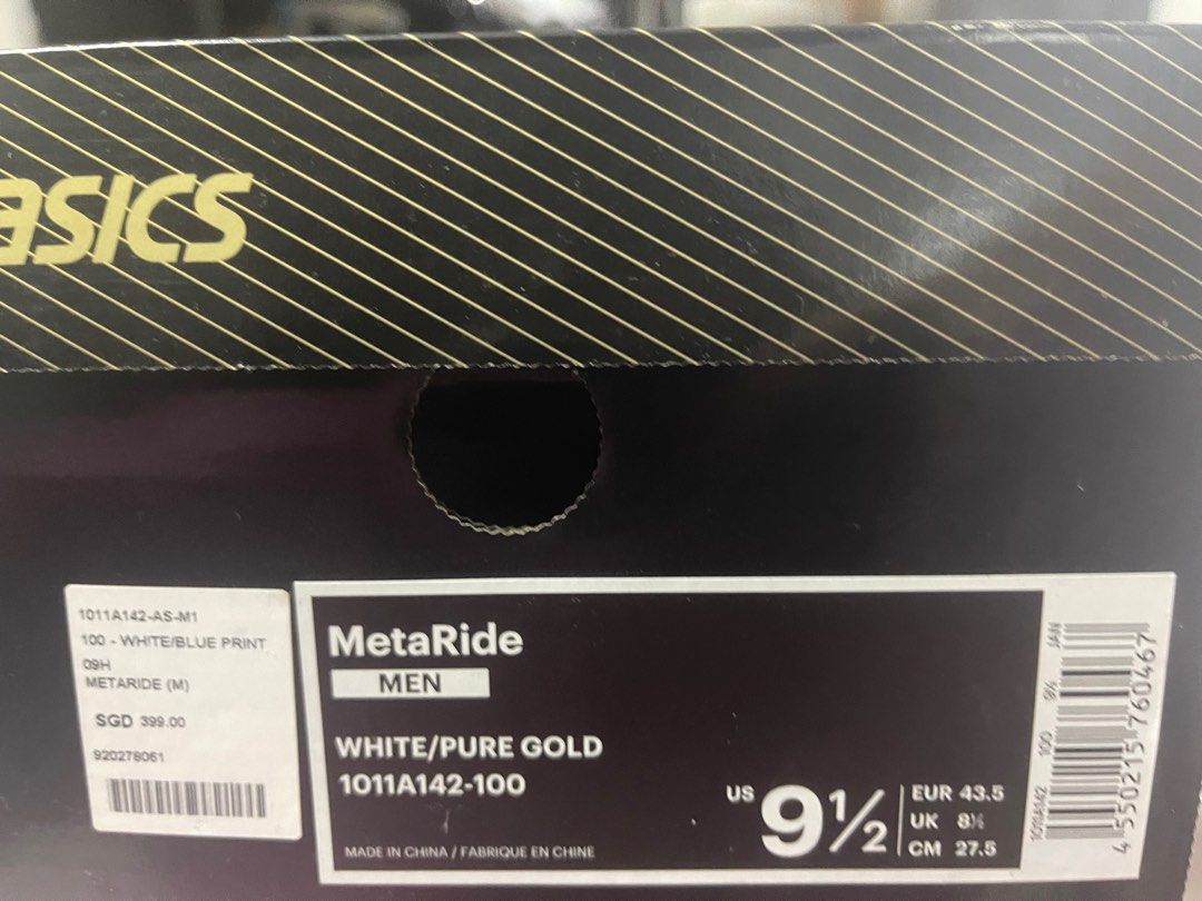Asics metaride men white/pure gold, Men's Fashion, Footwear, Sneakers on Carousell