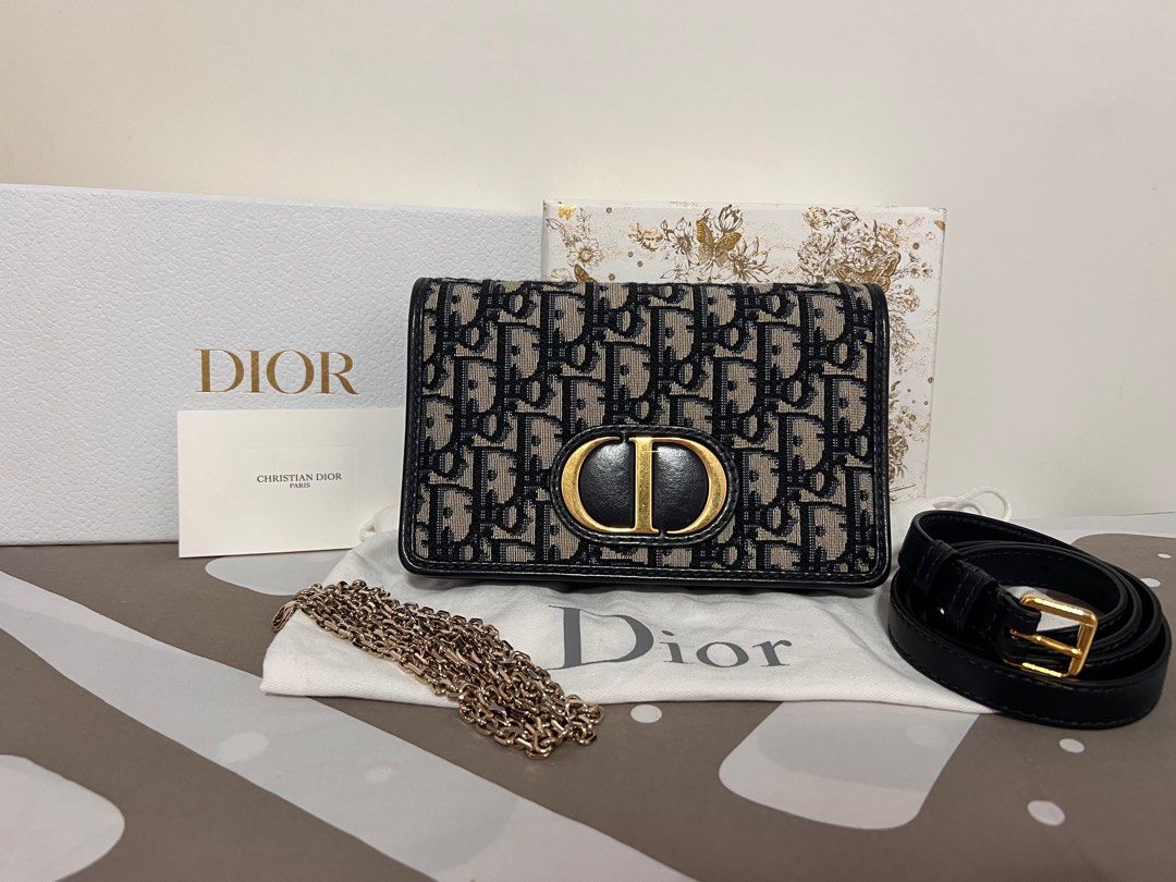 Dior 2-in-1 30 Montaigne Pouch Rose Des Vents Grained Calfskin