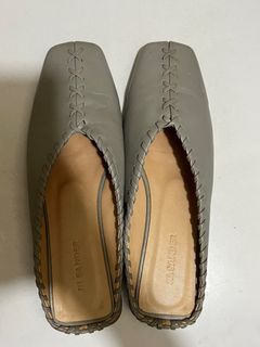 Authentic Jil Sander topstitched mules (gray)
