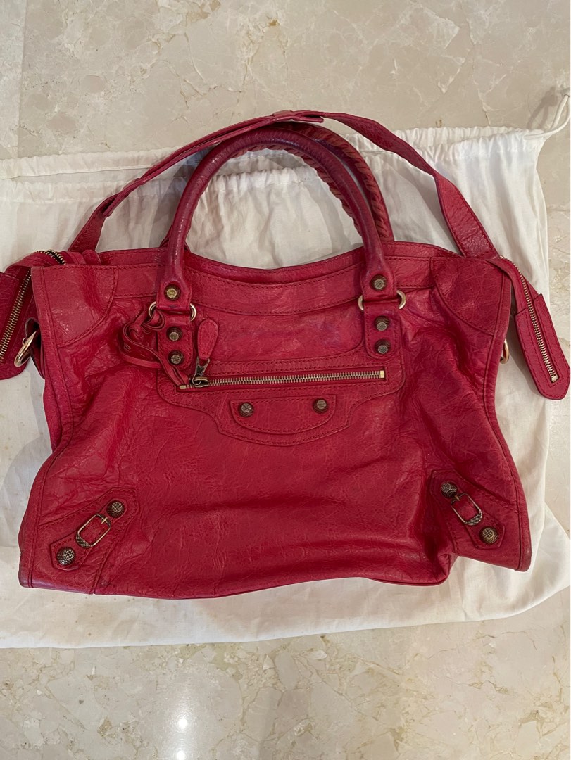 Balenciaga Motorcycle Bag in Cherry Pink, Women's Fashion, Bags & Wallets, Shoulder Bags on