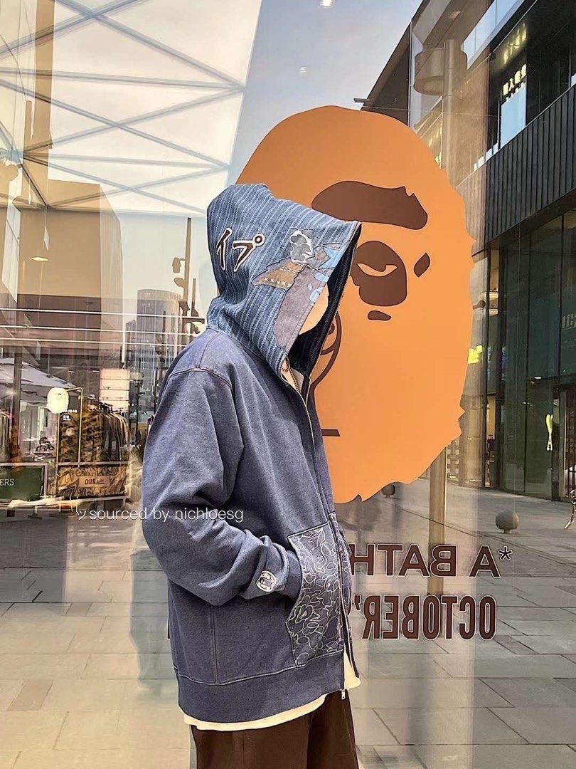 Bape indigo hoodie sale