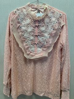 Blouse korean look, atasan brukat,baju fashion