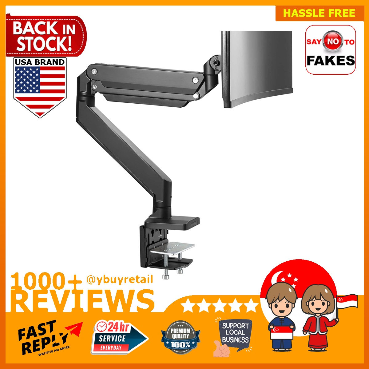 [BML] AVLT USA Single 13"43" Monitor Arm Desk Mount fits One Flat