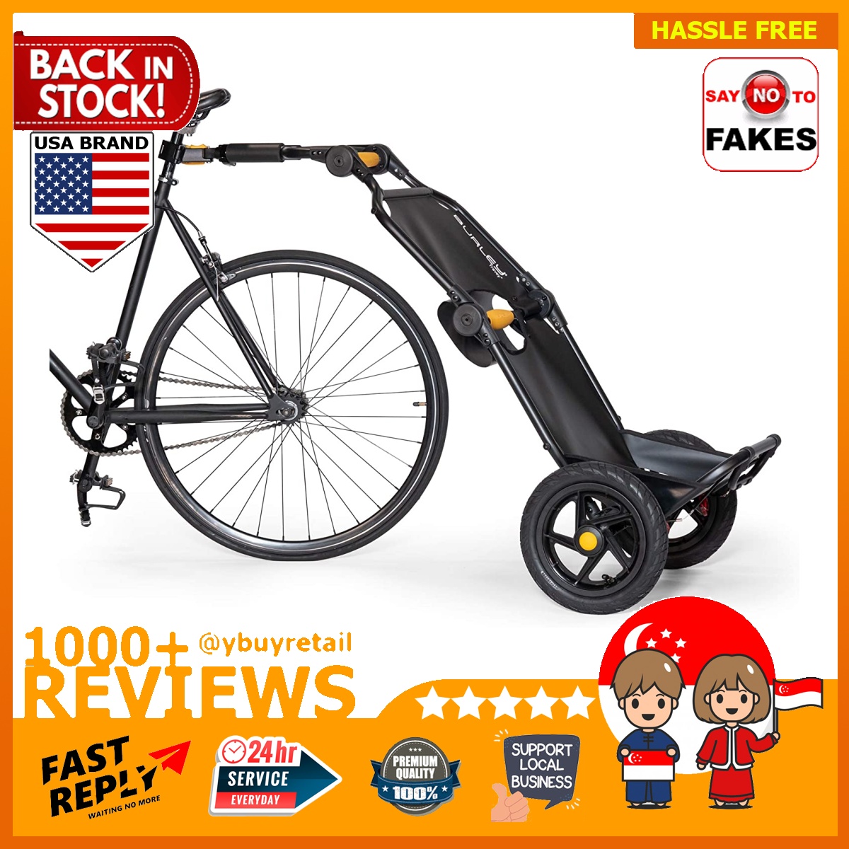 BML Burley Travoy Compact Folding Cargo Bike Trailer Black