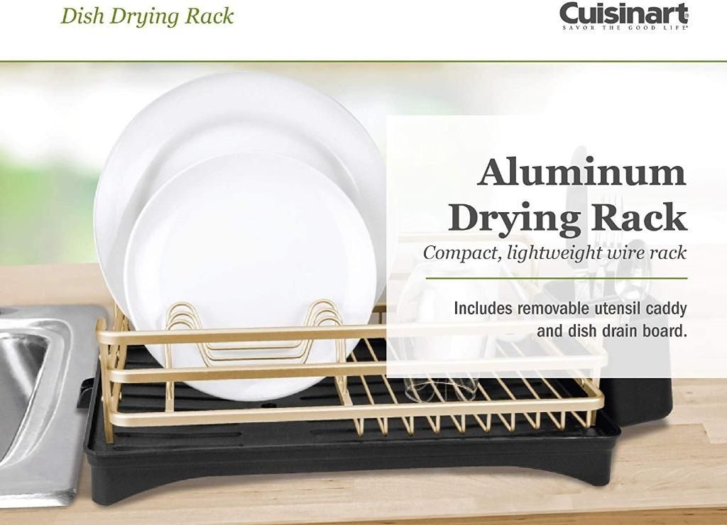 Cuisinart Stainless Steel Dish Drying Rack // Cuisinart Wire Dish Drying  Rack with Drain Board // Gold or CopperCuisinart Aluminum Rust Proof Dish  Drying Rack, Furniture & Home Living, Kitchenware & Tableware