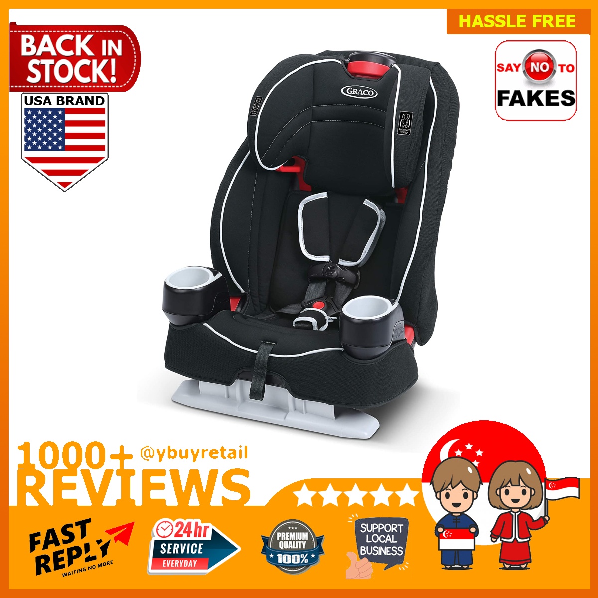 BML Graco Atlas 65 2 in 1 Harness Booster Car Seat Glacier