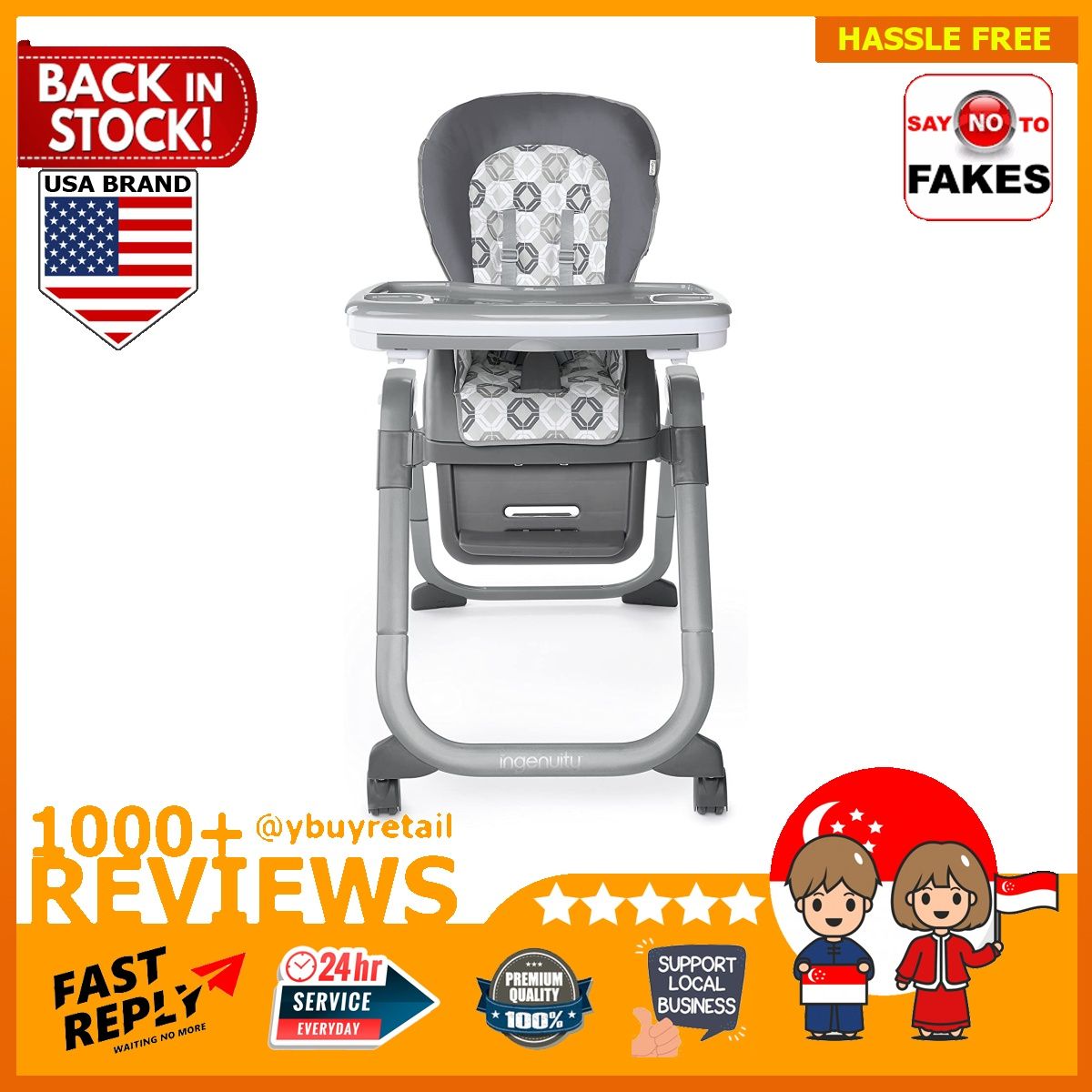 BML Ingenuity SmartServe 4 in 1 High Chair with Swing Out Tray