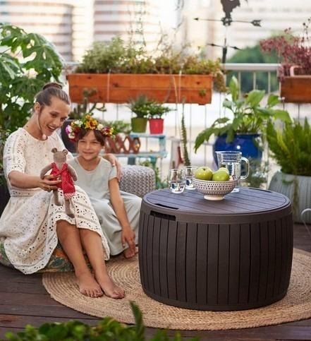 BML Keter 37 Gallon Circa Natural Wood Style Round Outdoor