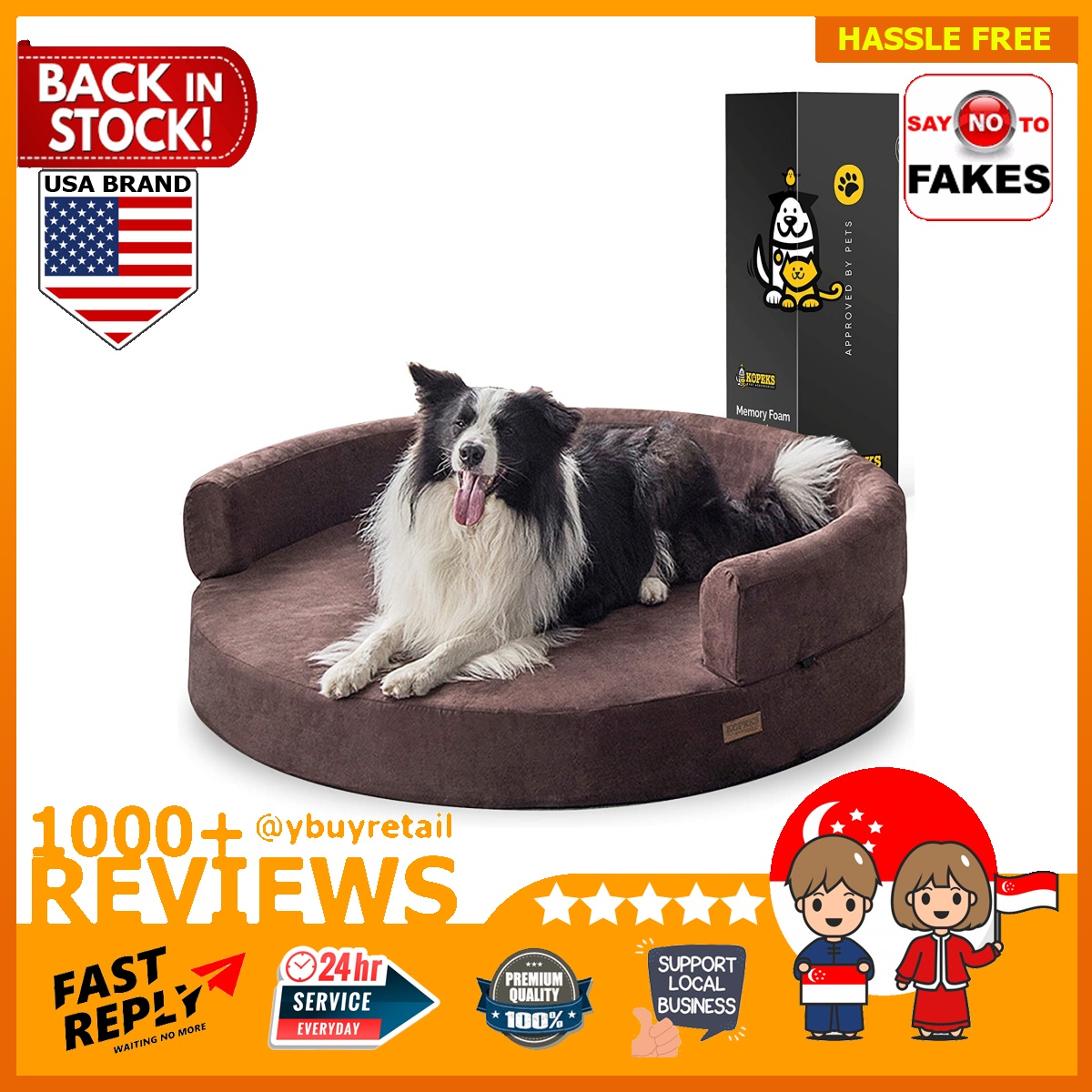 Kopeks deluxe orthopedic memory foam round sofa lounge dog bed hotsell