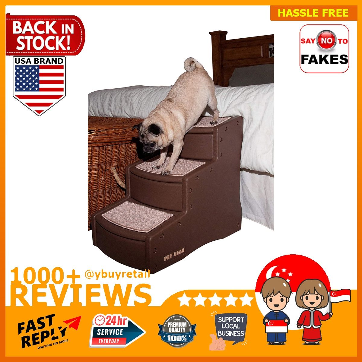 BML] Pet Gear USA Easy Step III Pet Stairs, 3-Step for Cats/Dogs