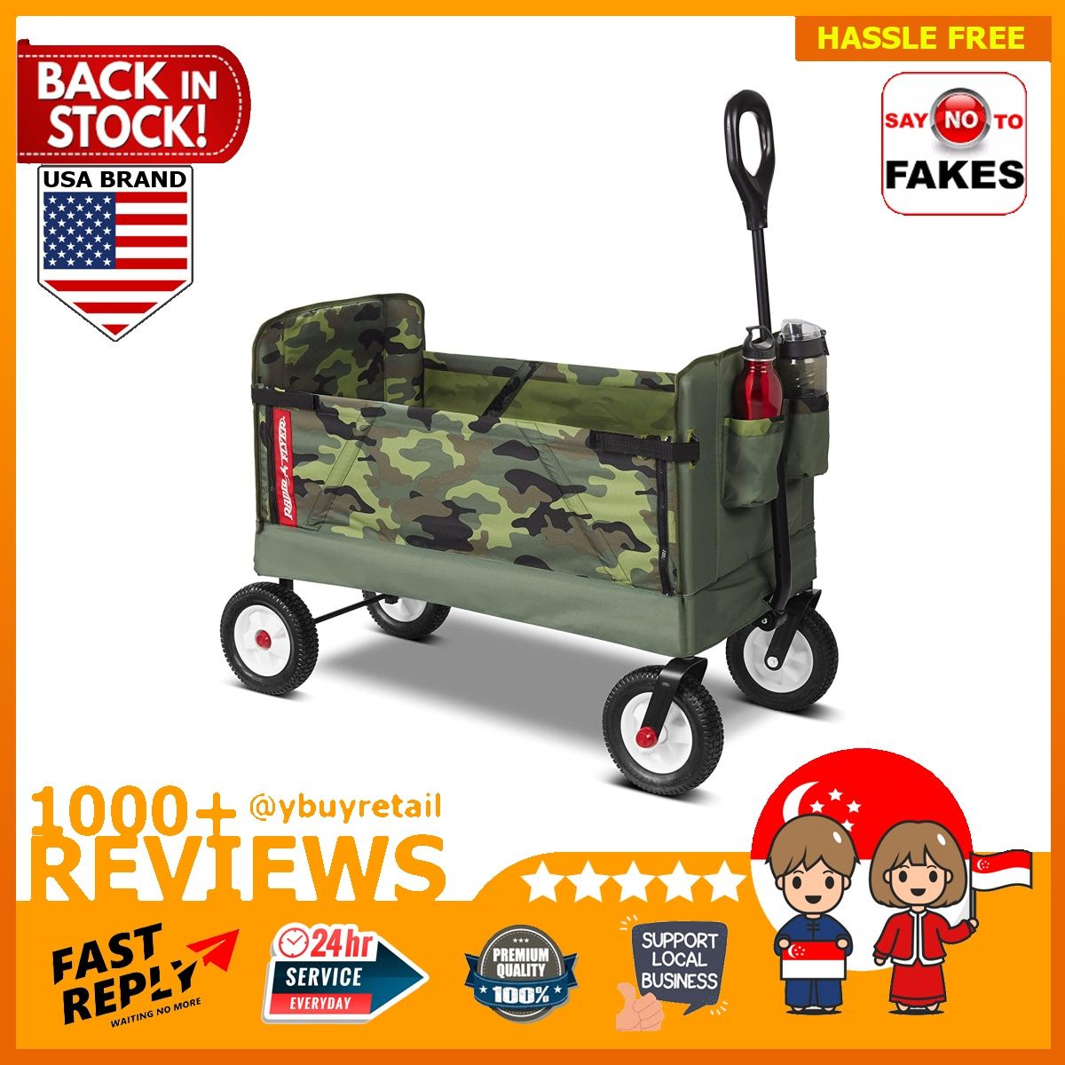BML Radio Flyer USA 3 in 1 Camo Wagon Green trailer kids children