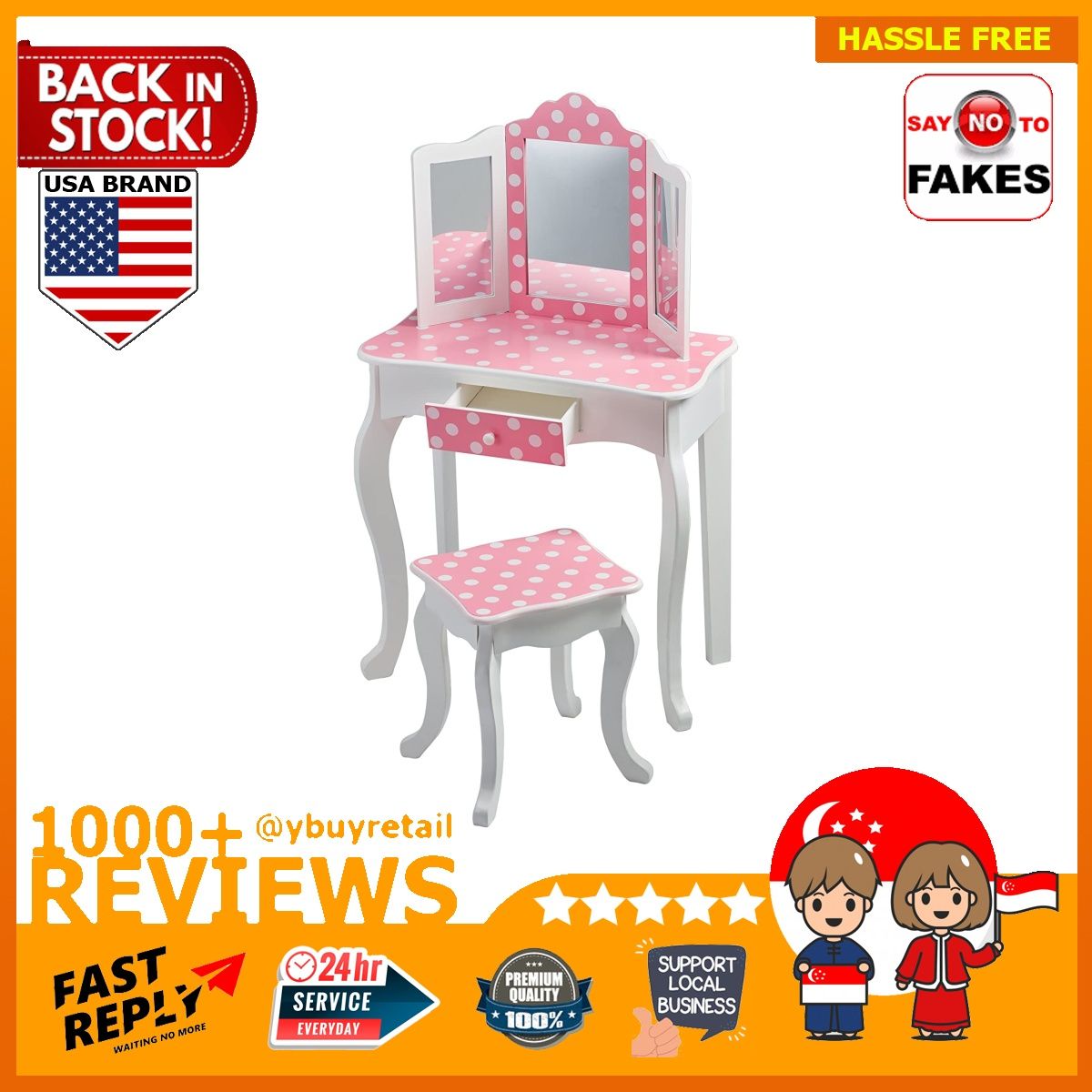 Teamson kids prints gisele vanity table stool set discount