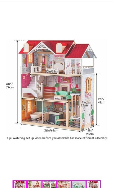 Top bright best sale wooden dollhouse