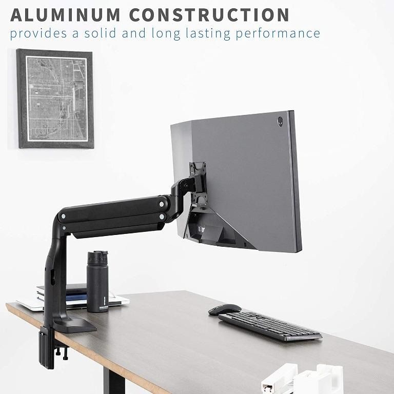 Pneumatic Arm Single Ultrawide Monitor Desk Mount – VIVO - desk