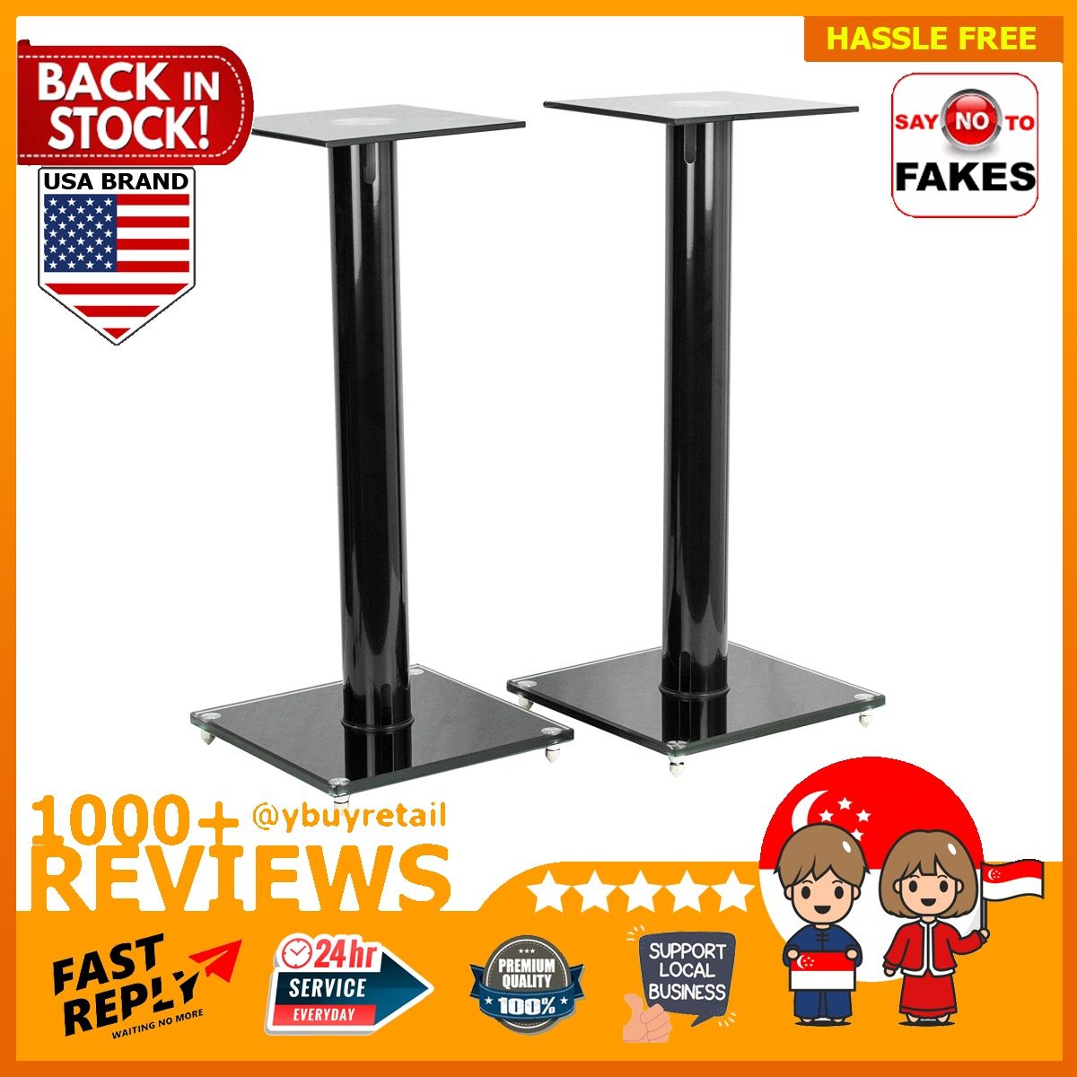 BML VIVO USA Premium Universal 23 inch Floor Speaker Stands for Surround Sound and Book Shelf Speakers 2 Stands Included