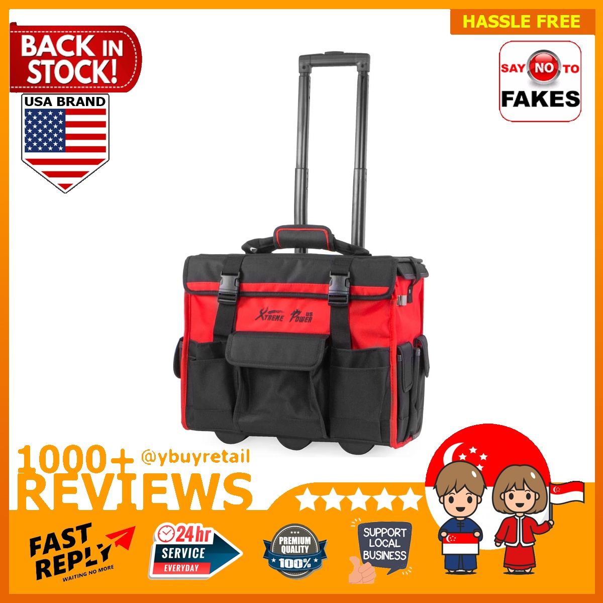 BML] XtremepowerUS Rolling Tool Bag with Wheels Organizer